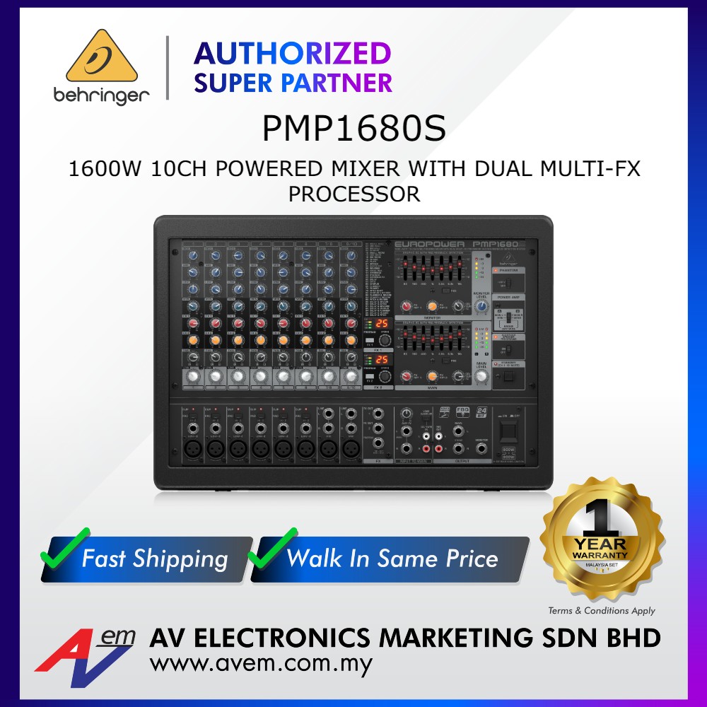 Behringer PMP1680S Channel Powered Mixer with Dual MultiFX Processor